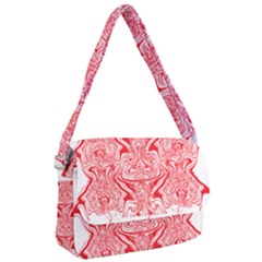 A Red And White Image Of A Pattern On A White Background Courier Bag by catchydesignhill