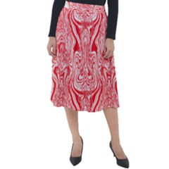 A Red And White Image Of A Pattern On A White Background Classic Velour Midi Skirt  by catchydesignhill