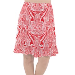 A Red And White Image Of A Pattern On A White Background Fishtail Chiffon Skirt by catchydesignhill