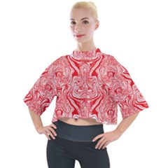 A Red And White Image Of A Pattern On A White Background Mock Neck T-shirt by catchydesignhill