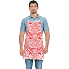 A Red And White Image Of A Pattern On A White Background Kitchen Apron by catchydesignhill