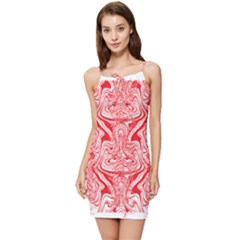 A Red And White Image Of A Pattern On A White Background Summer Tie Front Dress by catchydesignhill