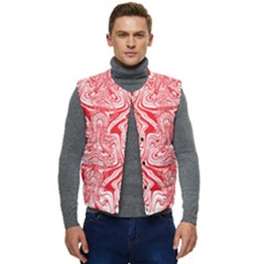 A Red And White Image Of A Pattern On A White Background Men s Button Up Puffer Vest	 by catchydesignhill