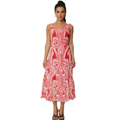 A Red And White Image Of A Pattern On A White Background Square Neckline Tiered Midi Dress by catchydesignhill