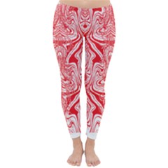 A Red And White Image Of A Pattern On A White Background Classic Winter Leggings