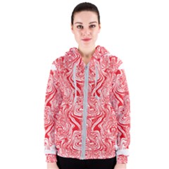 A Red And White Image Of A Pattern On A White Background Women s Zipper Hoodie