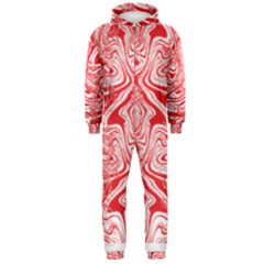 A Red And White Image Of A Pattern On A White Background Hooded Jumpsuit (men)