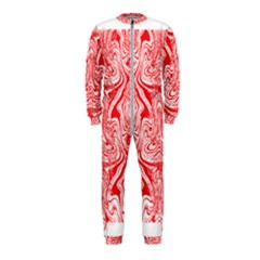 A Red And White Image Of A Pattern On A White Background Onepiece Jumpsuit (kids)