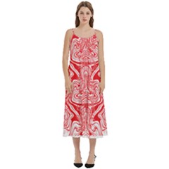 A Red And White Image Of A Pattern On A White Background Casual Spaghetti Strap Midi Dress by catchydesignhill