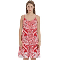 A Red And White Image Of A Pattern On A White Background Women s Spaghetti Strap Pullover Cami Dress by catchydesignhill