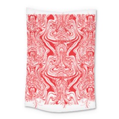 A Red And White Image Of A Pattern On A White Background Small Tapestry