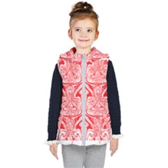 A Red And White Image Of A Pattern On A White Background Kids  Hooded Puffer Vest