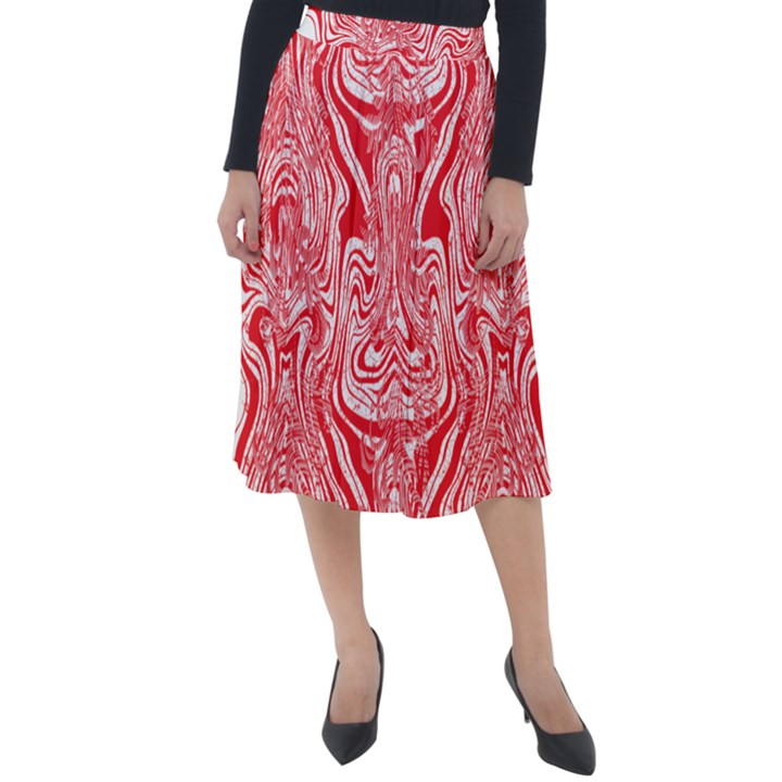 A Red And White Image Of A Pattern On A White Background Classic Velour Midi Skirt 