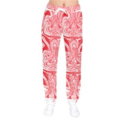 A Red And White Image Of A Pattern On A White Background Women Velvet Drawstring Pants by catchydesignhill