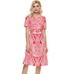 A Red And White Image Of A Pattern On A White Background Button Top Knee Length Dress by catchydesignhill