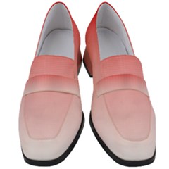 A Red And White Background With Small Squares Women s Chunky Heel Loafers by catchydesignhill