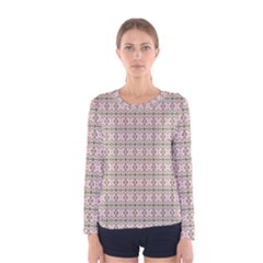 A Pink And Brown Pattern On A White Background Women s Long Sleeve T-shirt