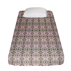 A Pink And Brown Pattern On A White Background Fitted Sheet (single Size) by catchydesignhill