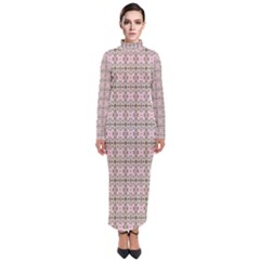 A Pink And Brown Pattern On A White Background Turtleneck Maxi Dress by catchydesignhill