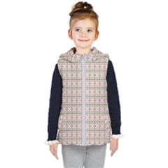 A Pink And Brown Pattern On A White Background Kids  Hooded Puffer Vest