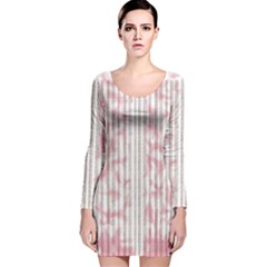 A Pink And White Striped Background Long Sleeve Velvet Bodycon Dress