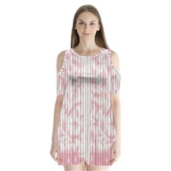 A Pink And White Striped Background Shoulder Cutout Velvet One Piece