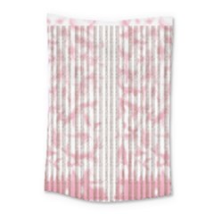 A Pink And White Striped Background Small Tapestry