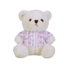 A Pink And White Striped Background Full Print Cuddly Teddy Bear by catchydesignhill