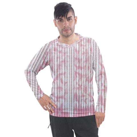 A Pink And White Striped Background Men s Pique Long Sleeve T-shirt by catchydesignhill