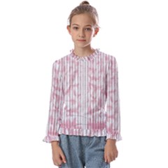 A Pink And White Striped Background Kids  Frill Detail T-shirt