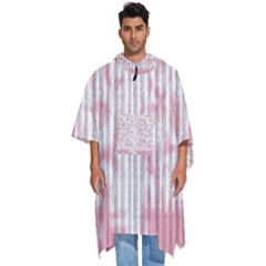 A Pink And White Striped Background Men s Hooded Rain Ponchos by catchydesignhill