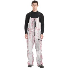 A Pink And White Striped Background Men s Front Zip Ski And Snowboard Bib Pants by catchydesignhill