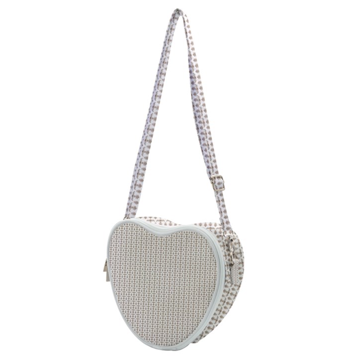 A White Background With A Brown Pattern On It Heart Shoulder Bag