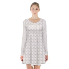 A White Background With A Brown Pattern On It Long Sleeve Velvet V-neck Dress