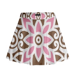 A Pink Flower On A Brown Background Mini Flare Skirt by catchydesignhill