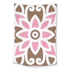 A Pink Flower On A Brown Background Large Tapestry