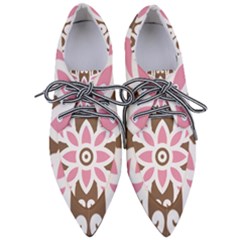 A Pink Flower On A Brown Background Pointed Oxford Shoes by catchydesignhill