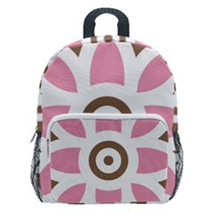 A Pink Flower On A Brown Background Kids  Age 5-10 Lightweight School Backpack With Side Pockets by catchydesignhill