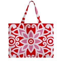 A Red And White Pattern With A Flower On It Zipper Mini Tote Bag by catchydesignhill