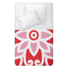 A Red And White Pattern With A Flower On It Duvet Cover (single Size) by catchydesignhill