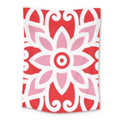 A Red And White Pattern With A Flower On It Medium Tapestry by catchydesignhill