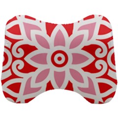 A Red And White Pattern With A Flower On It Head Support Cushion by catchydesignhill