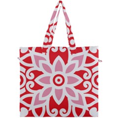 A Red And White Pattern With A Flower On It Canvas Travel Bag by catchydesignhill