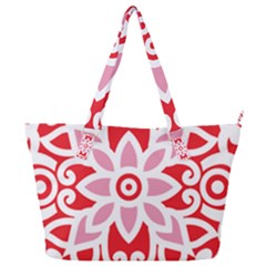 A Red And White Pattern With A Flower On It Full Print Shoulder Bag