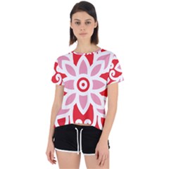 A Red And White Pattern With A Flower On It Open Back Sport T-shirt by catchydesignhill