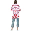 A Red And White Pattern With A Flower On It Women s Long Oversized Pullover Hoodie View2