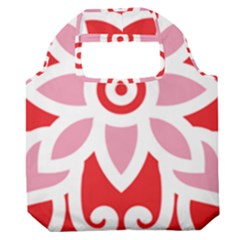 A Red And White Pattern With A Flower On It Premium Foldable Grocery Recycle Bag by catchydesignhill