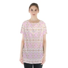 A Pink And White Flower Pattern On A Brown Background Skirt Hem Sports Top by catchydesignhill