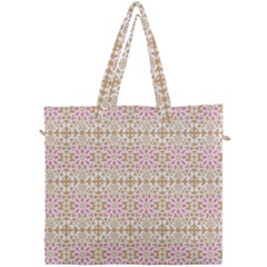 A Pink And White Flower Pattern On A Brown Background Canvas Travel Bag by catchydesignhill