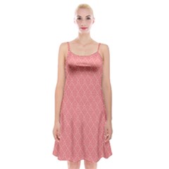 A Red And White Background With A Pattern Spaghetti Strap Velvet Dress